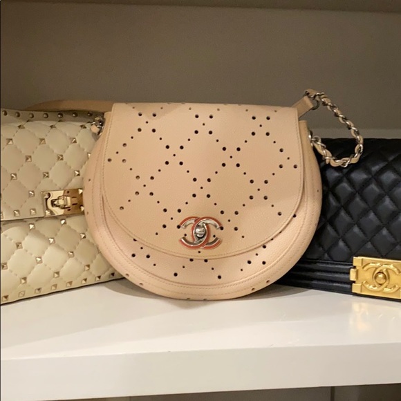 CHANEL Handbags - Chanel Classic Perforated Saddle Flap Bag Purse